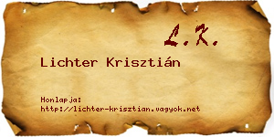 Lichter Krisztián névjegykártya